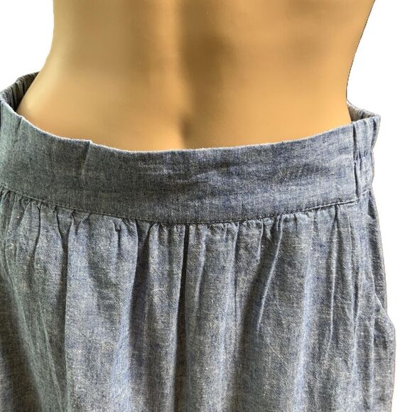 LOFT Outlet Blue Chambray Pleated A-Line Skirt Size XS Coastal Cowgirl Preppy - Picture 2 of 12